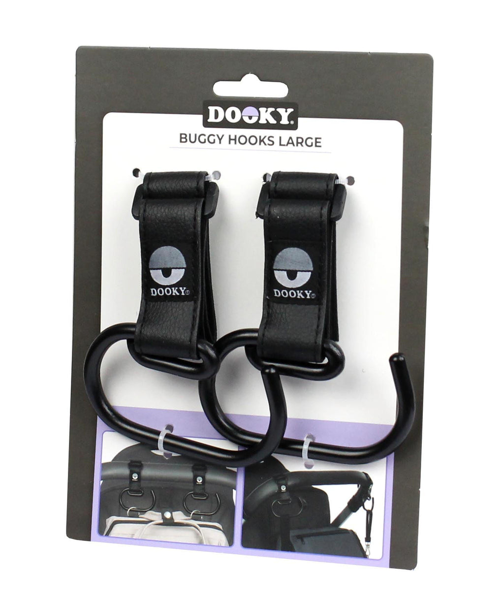 Dooky Buggy Hook Large 2 Stuks | Zwart