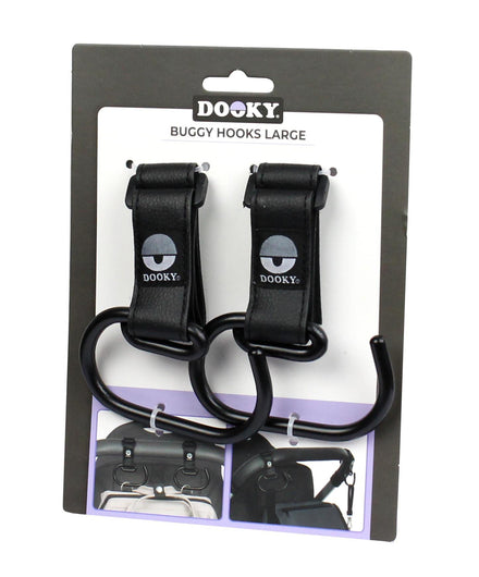 Dooky Buggy Hook Large 2 Stuks | Zwart