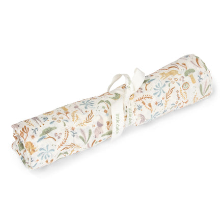 Little Dutch Swaddle Hydrofiele Doek Safari Wonders, de hydrofiele doek uitgevouwen met safariprint