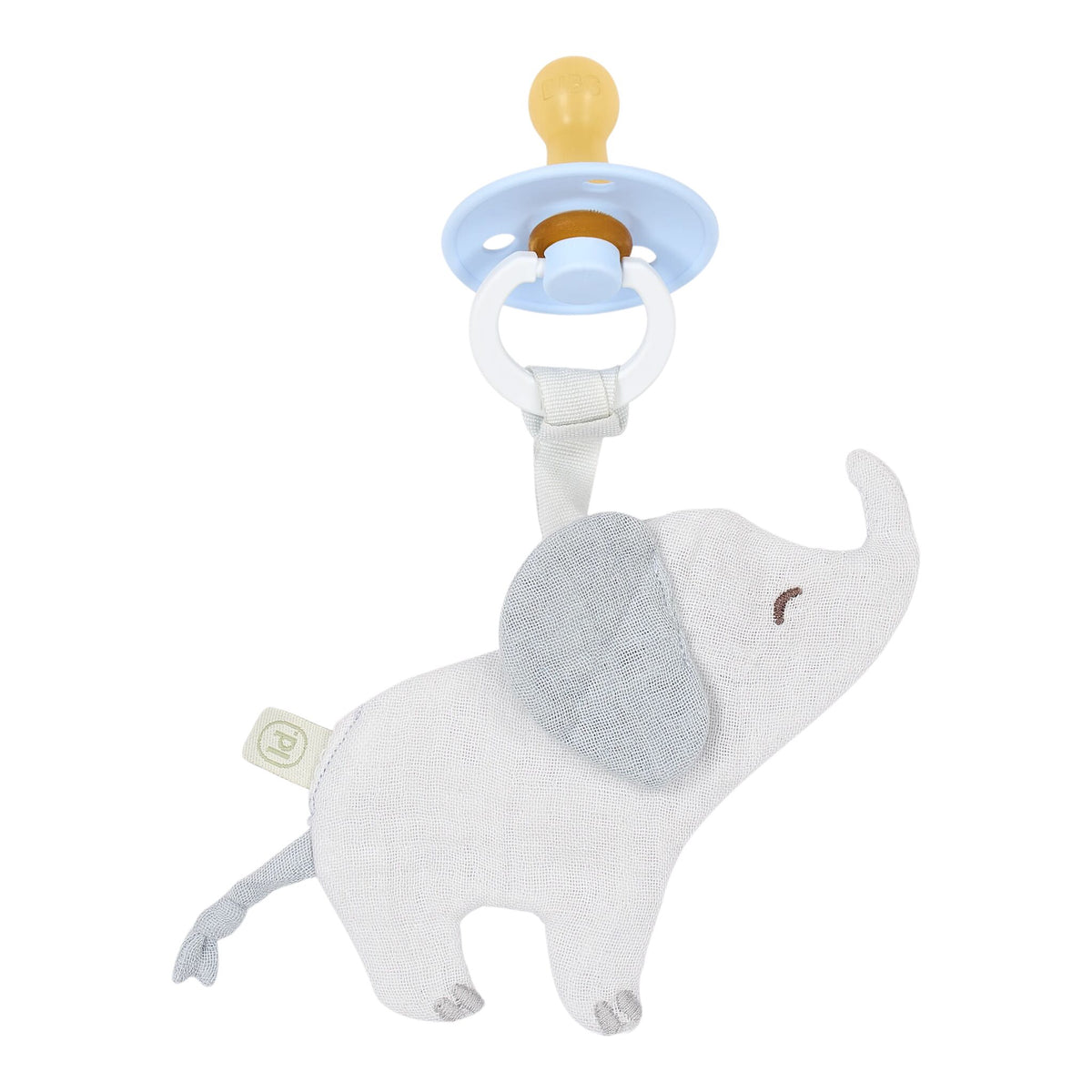 Little Dutch Speendoekje Olifant Safari Friends grijs, vooraanzicht van het speendoekje met olifant