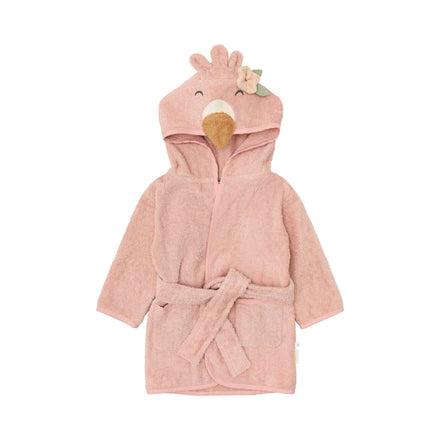 Little Dutch Badjas Flamingo Blooming Safari roze, detailfoto van de capuchon