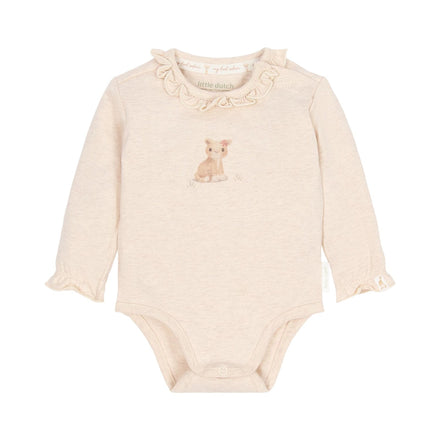 Little Dutch Safari Friends romper met overslag en lange mouw in zandmelee