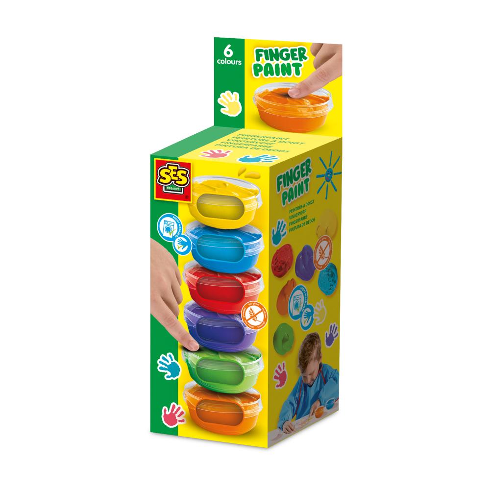 SES Creative Vingerverf 6 Kleuren X 45Ml