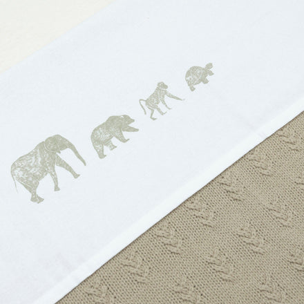 * Jollein Laken Wieg 75x100cm | Animals Olive Green