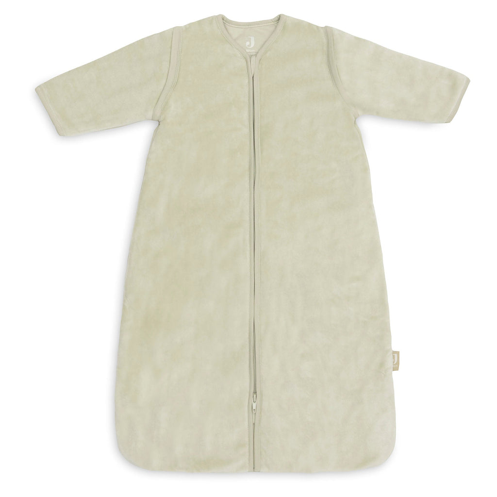 Jollein Slaapzak Velvet 90 cm in de kleur Soft Matcha met afritsbare mouwen, De Gele Flamingo.