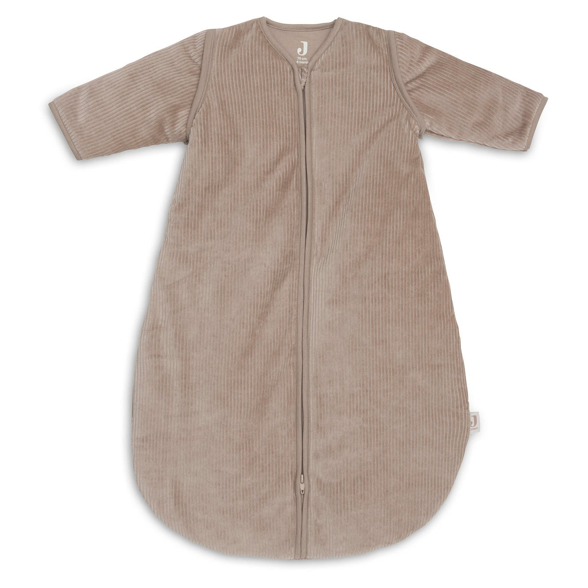 Jollein slaapzak met afritsbare mouw Rond 70 cm Rib in Milky Coffee, productfoto van de babyslaapzak, De Gele Flamingo