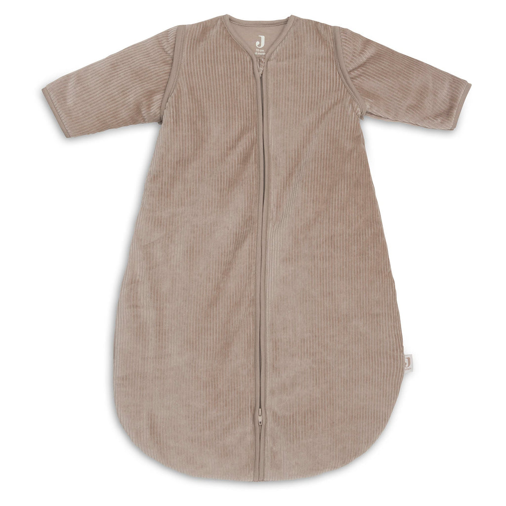Jollein slaapzak met afritsbare mouw Rond 70 cm Rib in Milky Coffee, productfoto van de babyslaapzak, De Gele Flamingo