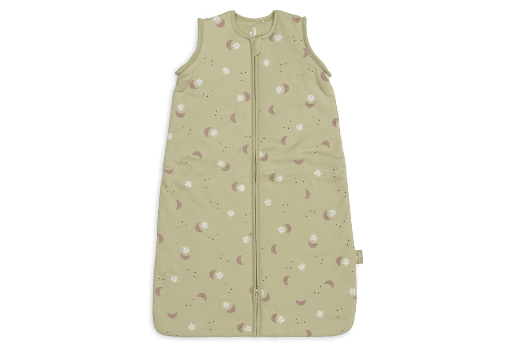 Detailfoto van de afritsbare mouw van de Jollein babyslaapzak Over The Moon van 100% katoen, De Gele Flamingo