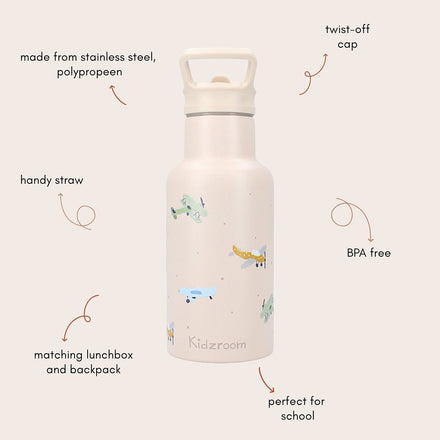 Kidzroom Thermische Drinkfles 350ml | Small Talk Beige