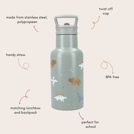Kidzroom Thermische Drinkfles 350ml | Small Talk Dino