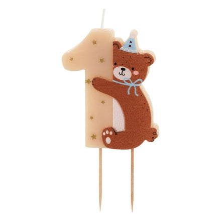 Party Deco Taartkaarsje Teddy Bear Party Nr 1