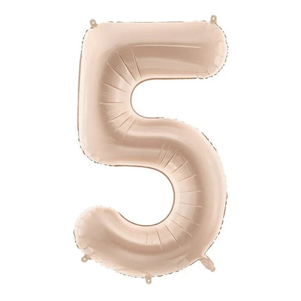 Party Deco Folie Ballon 72cm | Nummer 5 Pastel Beige