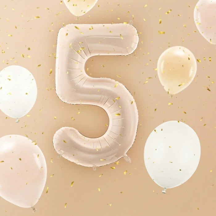 Party Deco Folie Ballon 72cm | Nummer 5 Pastel Beige