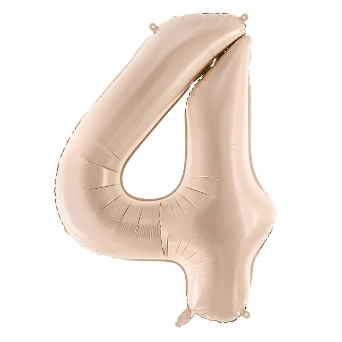 Party Deco Folie Ballon | Nummer 4 Pastel Beige