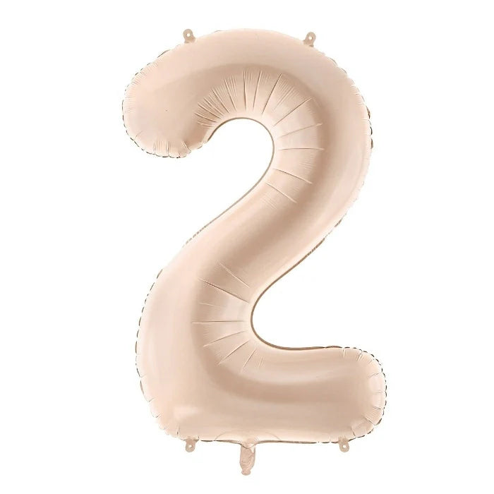 Party Deco Folie Ballon | Nummer 2 Pastel Beige