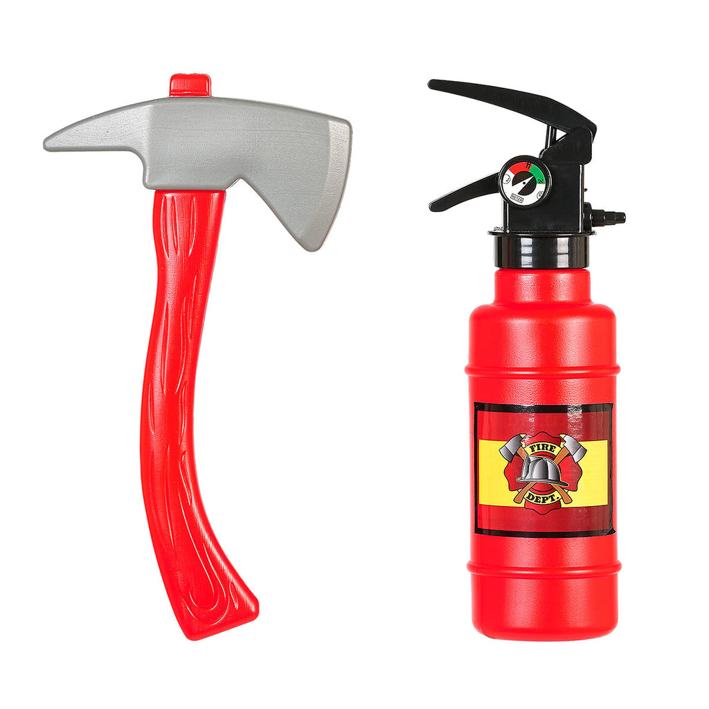 Souza Brandweerman Verkleedset Rood met Helm en Bijl, onderdeel van de brandweerset