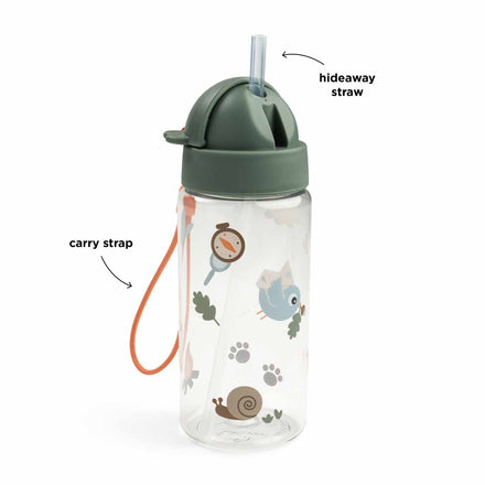 Deksel en draagkoord van de Done By Deer drinkfles Tiny Trails Green