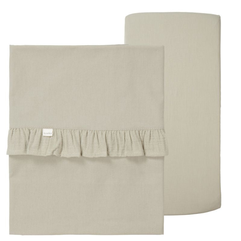 Koeka Wieglaken En Hoeslaken Set Ruffle Faro | Sage