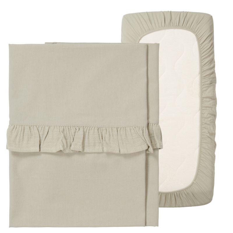 Koeka Ledikantlaken En Hoeslaken Set Ruffle Faro | Sage
