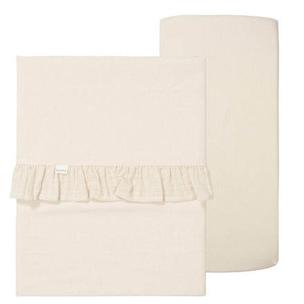 Koeka Ledikantlaken En Hoeslaken Set Ruffle Faro | Warm White
