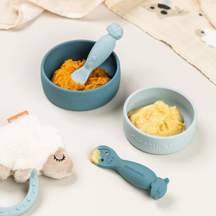 Done By Deer Learning Spoon Set | Tiny Farm Blue