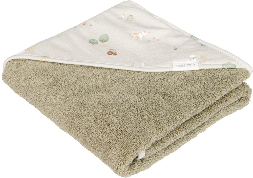 Little Dutch Badcape Little Farm 100x100 | Groen NOG NIET ONLINE ZETTEN VERSCHIL CHECKEN TUSSEN DE 2 SKUs