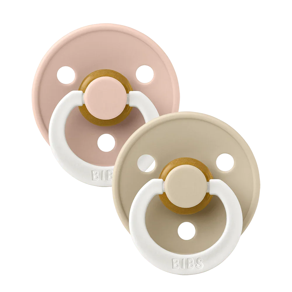 Bibs Fopspeen Symmetrisch Latex 0+M Maat 1 |  Glow in The Dark Blush / Vanilla