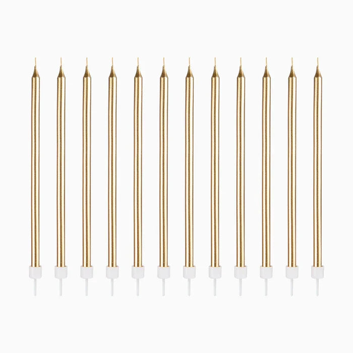 Oh Yeah Set 12 Lange Kaarsjes 14,5cm | Goud