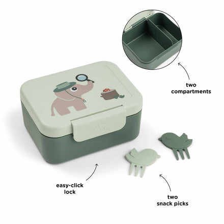 Snackprikkers van de Done By Deer lunchdoos Tiny Trails Green