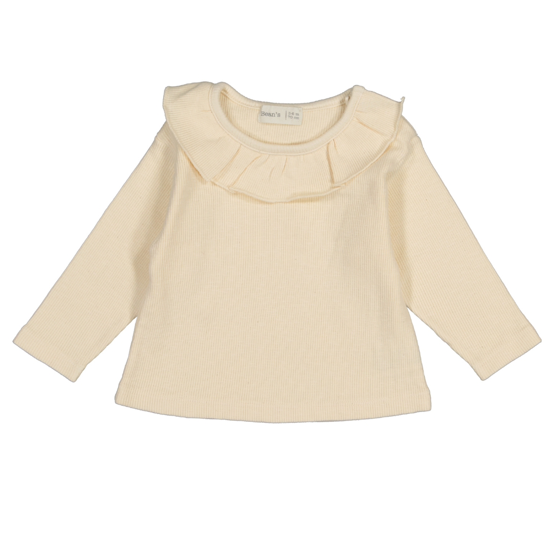 Bean's Lavender Rib T-shirt Met Mouwen | Ecru  *