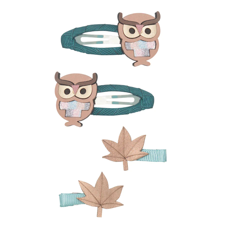 Mimi & Lula Oscar Owl Haarspelden 4 Stuks | Chestnut