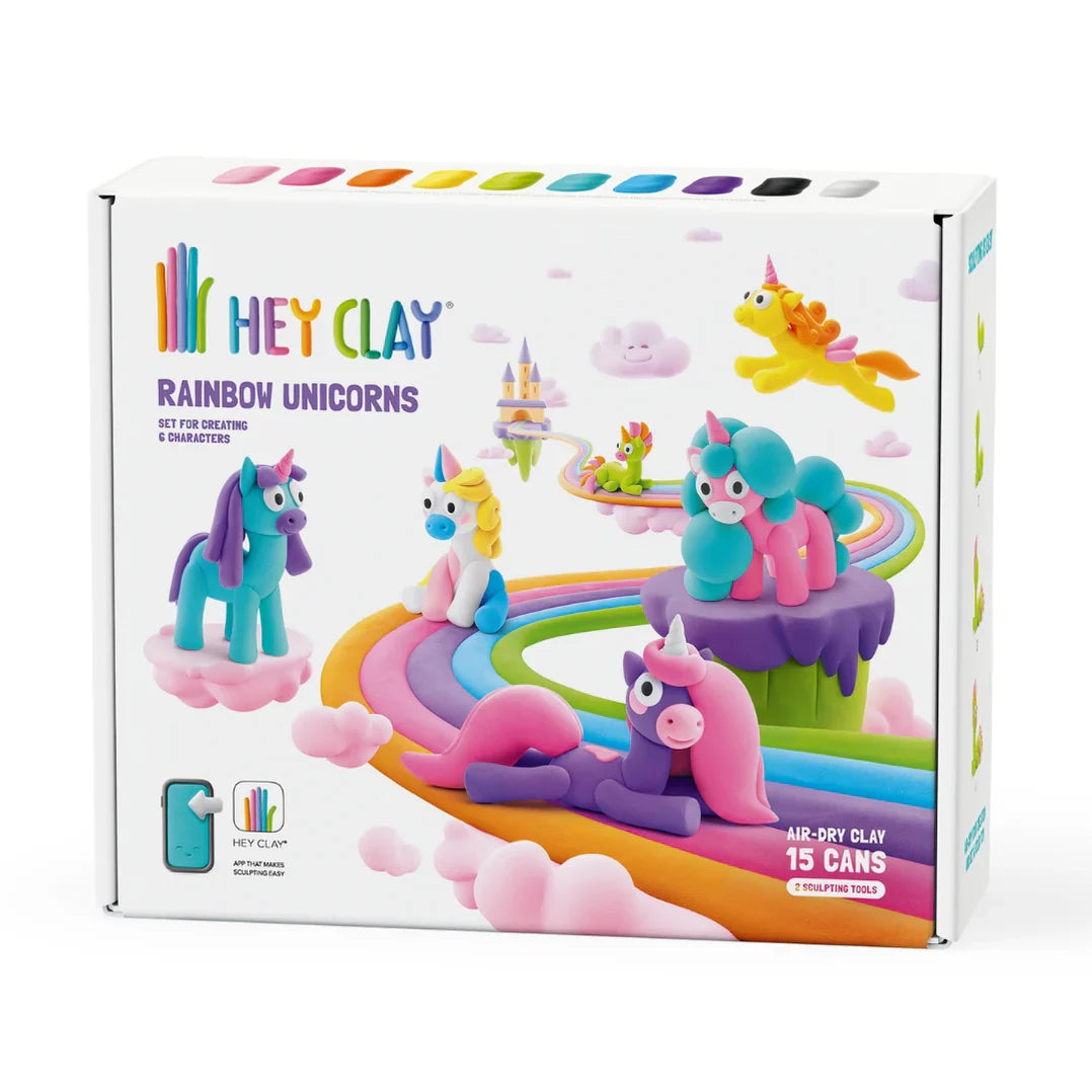HeyClay Luchtdrogende klei | Rainbow Unicorn set van 6