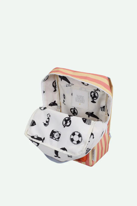 Sticky Lemon Rugzakje Medium | Envelope Stripes Coral Pink + Sandy Yellow