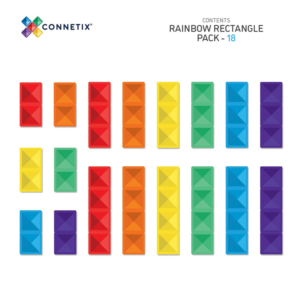 Connetix Tiles Rainbow Rectangle Pack EU | 18 Stuks