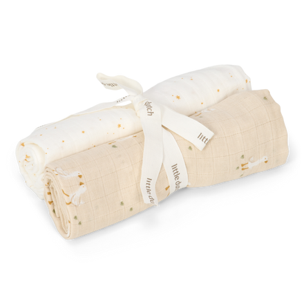 Little Dutch Swaddle Doeken Hydrofiel Little Goose 70x70 | Beige