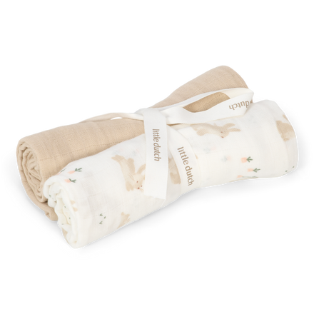 Little Dutch Swaddle Doeken Hydrofiel Baby Bunny 70x70 | Wit