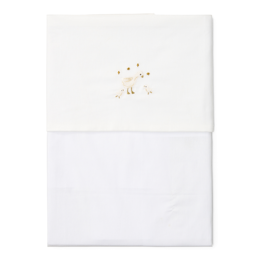 Little Dutch Wieglaken Geborduurd Little Goose 70x100 | Wit