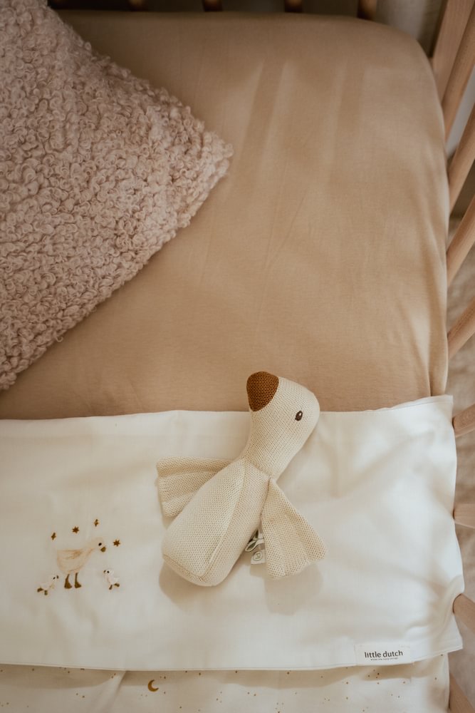 Little Dutch Wieglaken Geborduurd Little Goose 70x100 | Wit