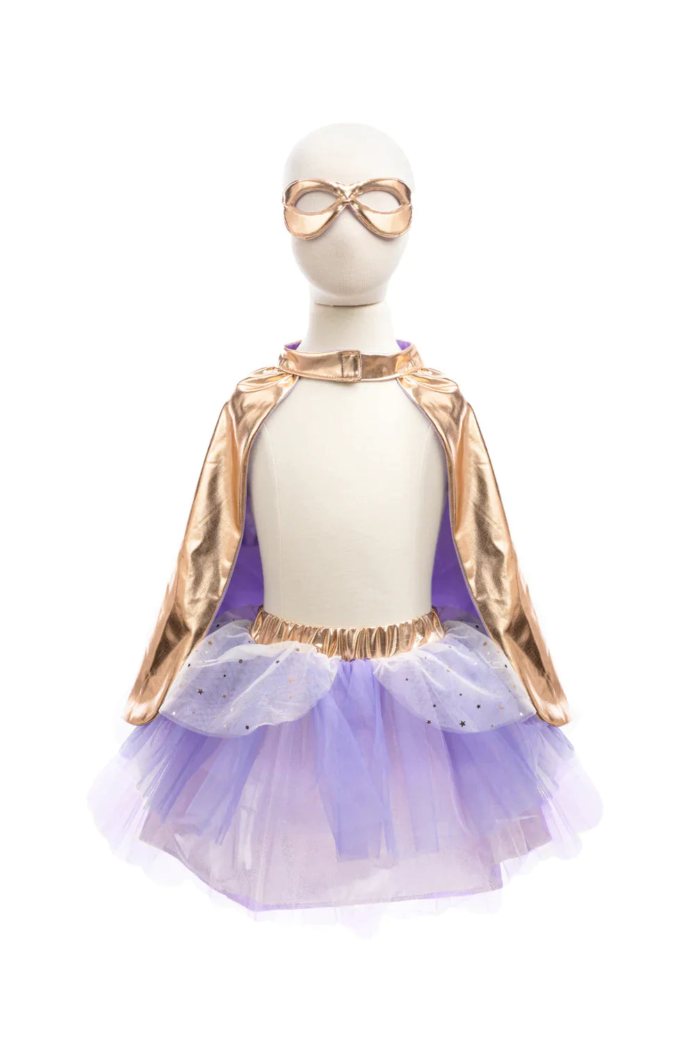 Great Pretenders Super-duper Tutu, Cape & Masker | Metallic Rose Gold/Lilac 4-6Y