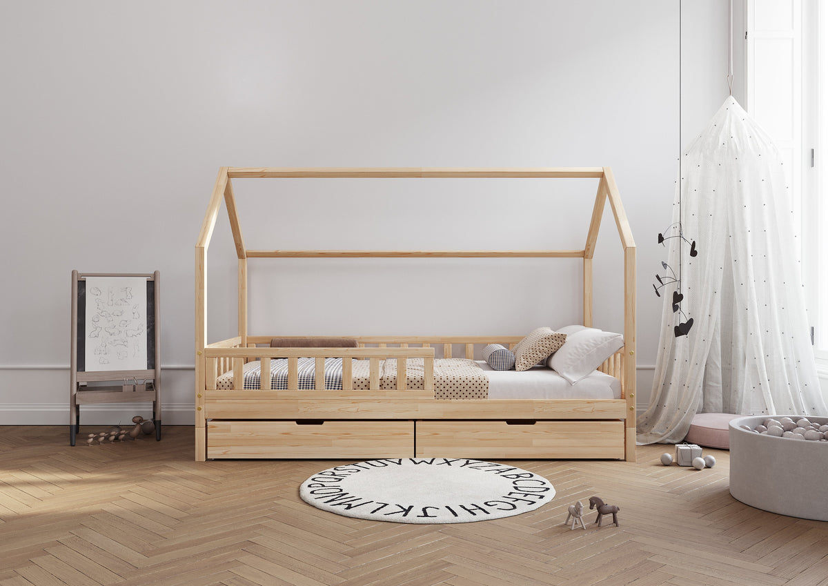 De Gele Flamingo bedhuisje Antwerp met lades, houten kinderbed met opbergruimte