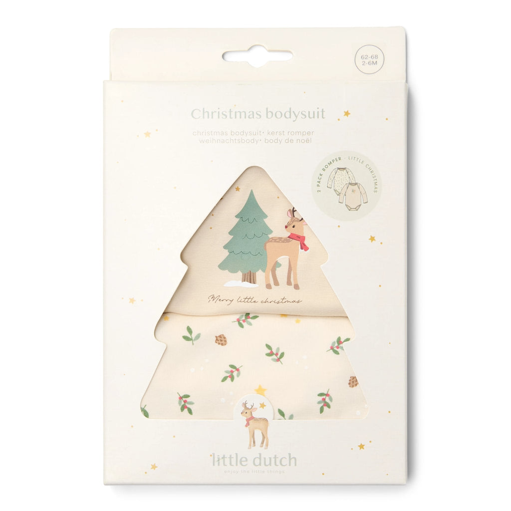 Little Dutch Romper Lange Mouw Little Christmas 2-pack | Creme