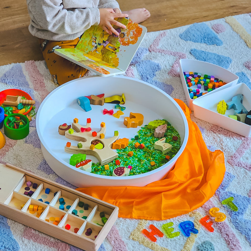 De Gele Flamingo Sensory Play Tray Met Deksel