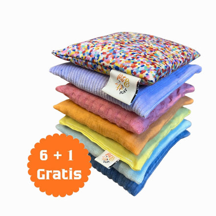 Pit & Play Regenboog Pittenzakjes Set 6 + 1 GRATIS Set | Pastel
