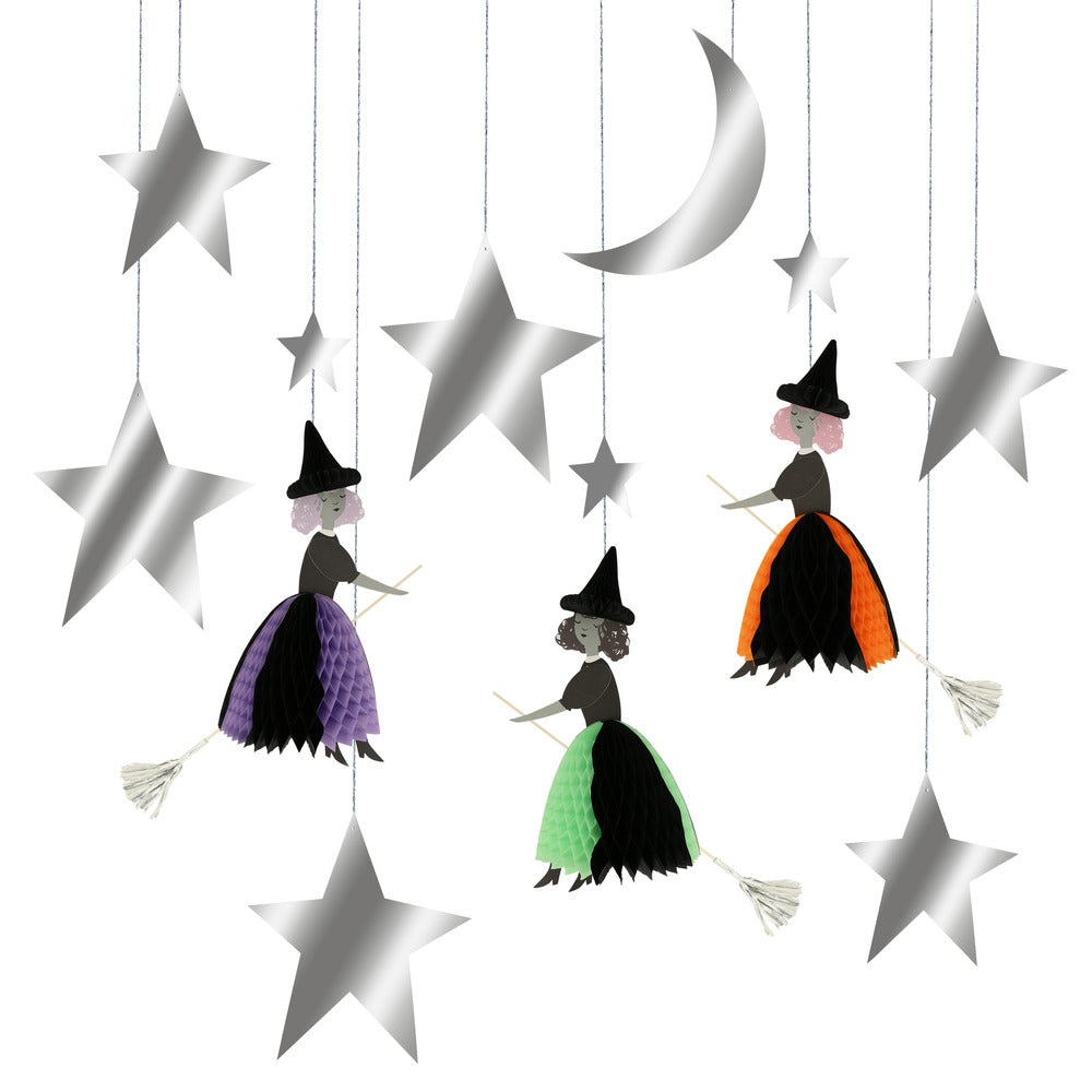 Meri Meri Flying Honeycomb Witch Decorations