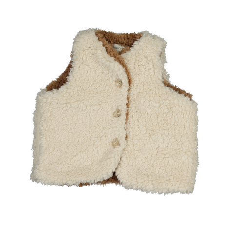 Bean's Apple Tree Polar Teddy Vest Reversible | Ecru - Wallnut