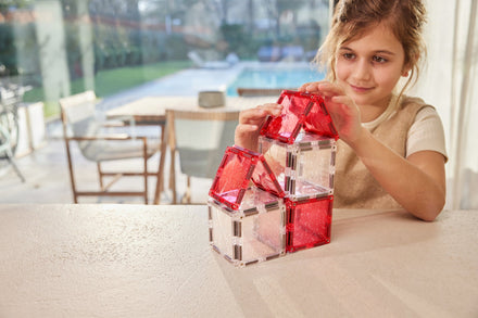 Cleverclixx Glitter Tiles Pack Transparent / Pink | 16 stuks