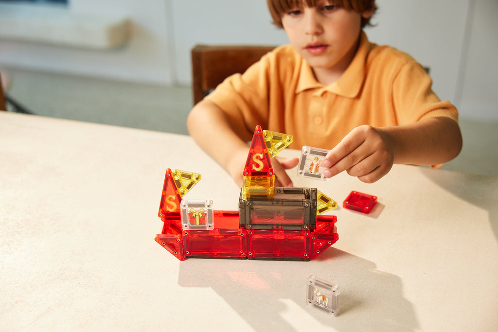 Mini Tiles van Cleverclixx in Sinterklaasthema om een stoomboot of schoorsteen te bouwen, De Gele Flamingo