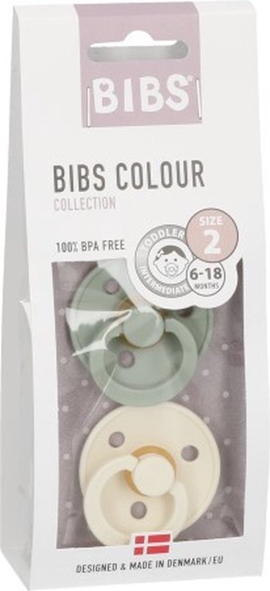 Bibs Fopspeen 6+M Maat 2 | Sage / Ivory