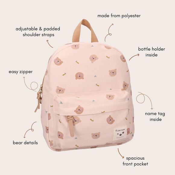 Kidzroom Kleuter Rugzak 31x26x9cm | Little Story Beige