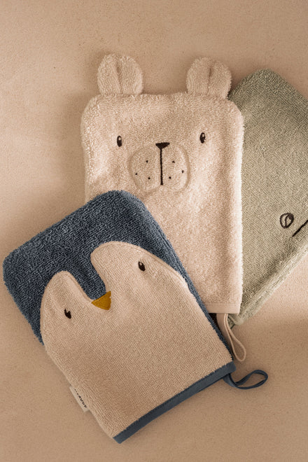 Liewood Sylvester Washandje 3-Pack | Arctic Sea / Ocean View